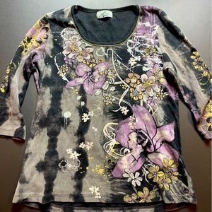 Y2K graphic 3/4 quarter length sleeve top